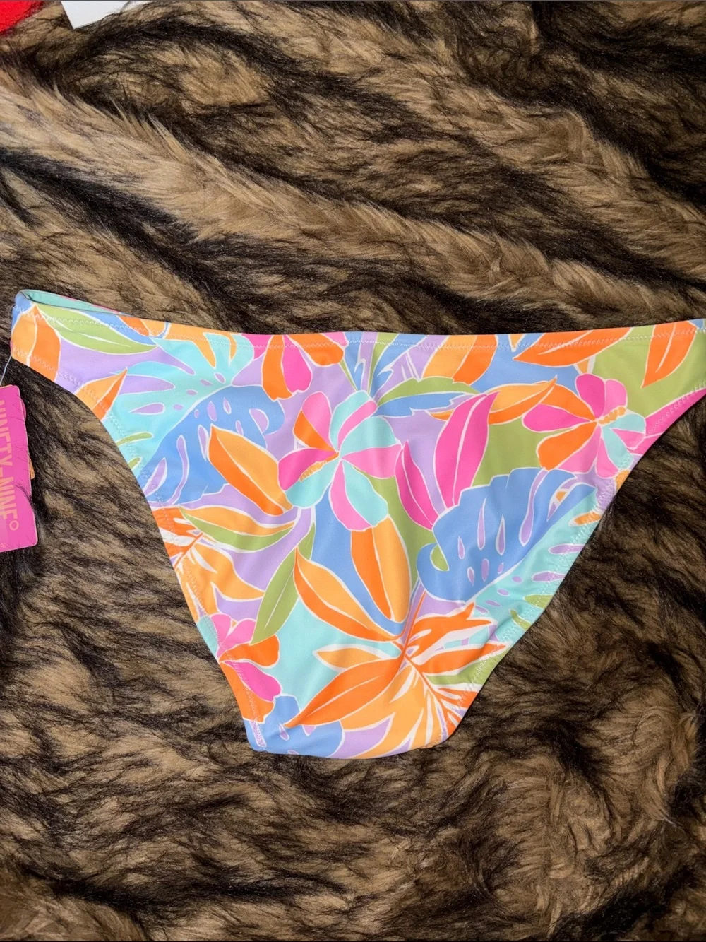 Ninety-Nine Reversible Tropical Bikini Bottom Cheeky Coverage, Mid Rise Size L